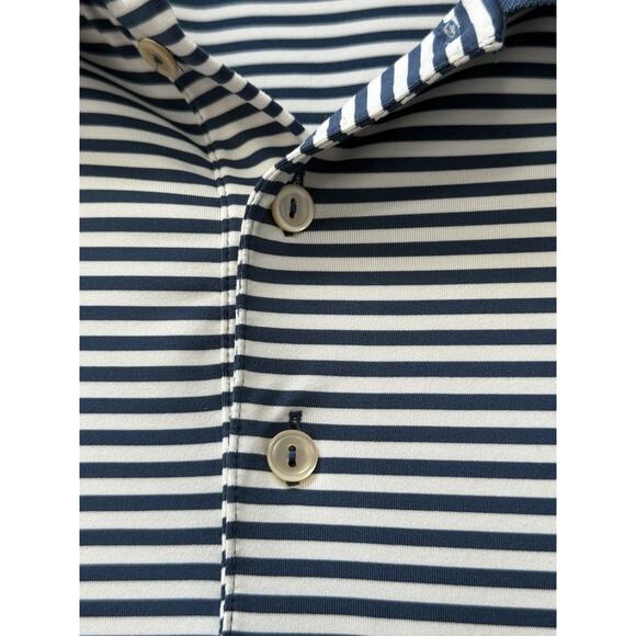 Peter Millar Summer Comfort Performance Golf Polo Mens L Blue White Short Sleeve - Picture 3 of 7